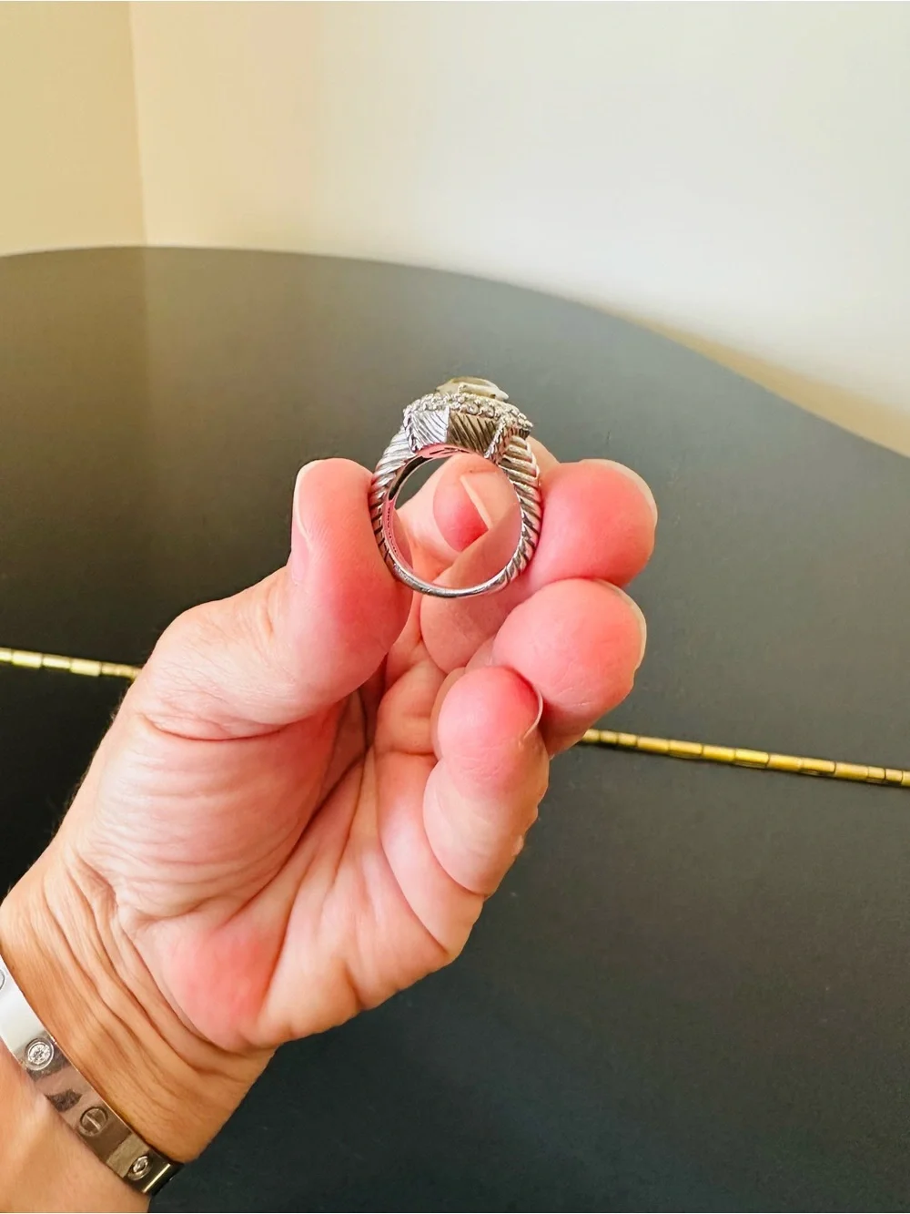 Judith Ripka Luxury Designer Couture Runway RARE Authentic Formal Silver Ring